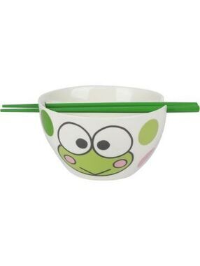 Bioworld Keroppi Ceramic Ramen Bowl with Chopsticks - 20oz
